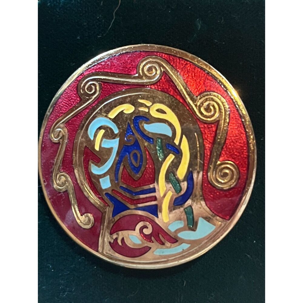 Vintage TaraWare Book of Kells Enamel Brooch ~1.75"